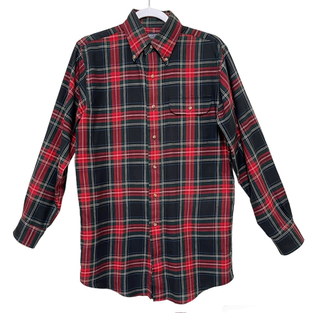 Vintage Lands' End Landsweave Plaid Shirt Country Lumberjack Wool Cotton Men S